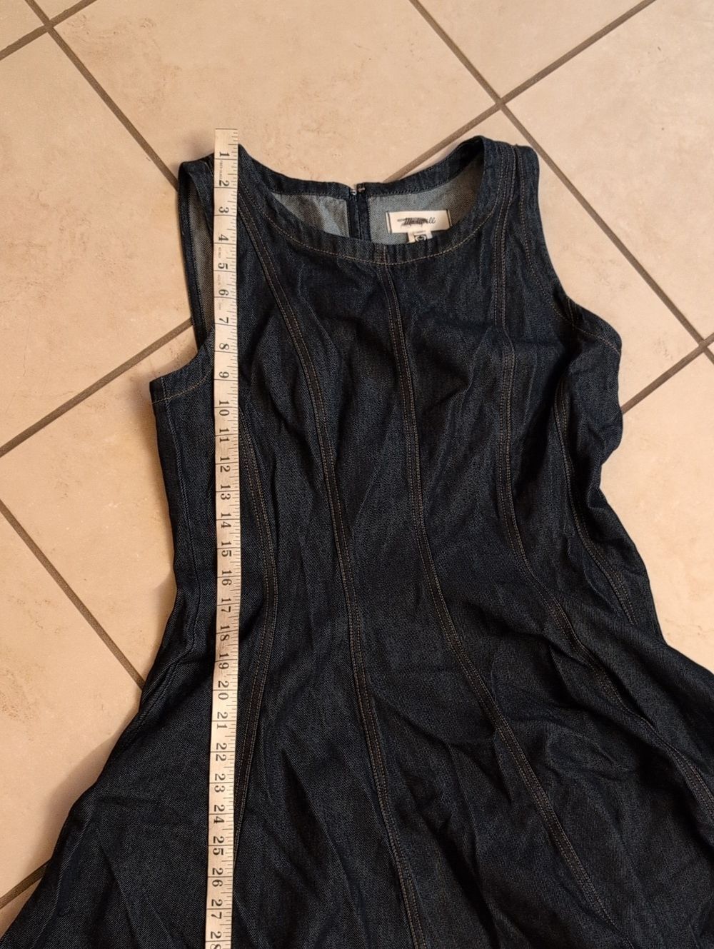 NWT Madewell Airy Denim Circle Mini Dress Rinse Wash Blue Size L - Picture 7 of 13